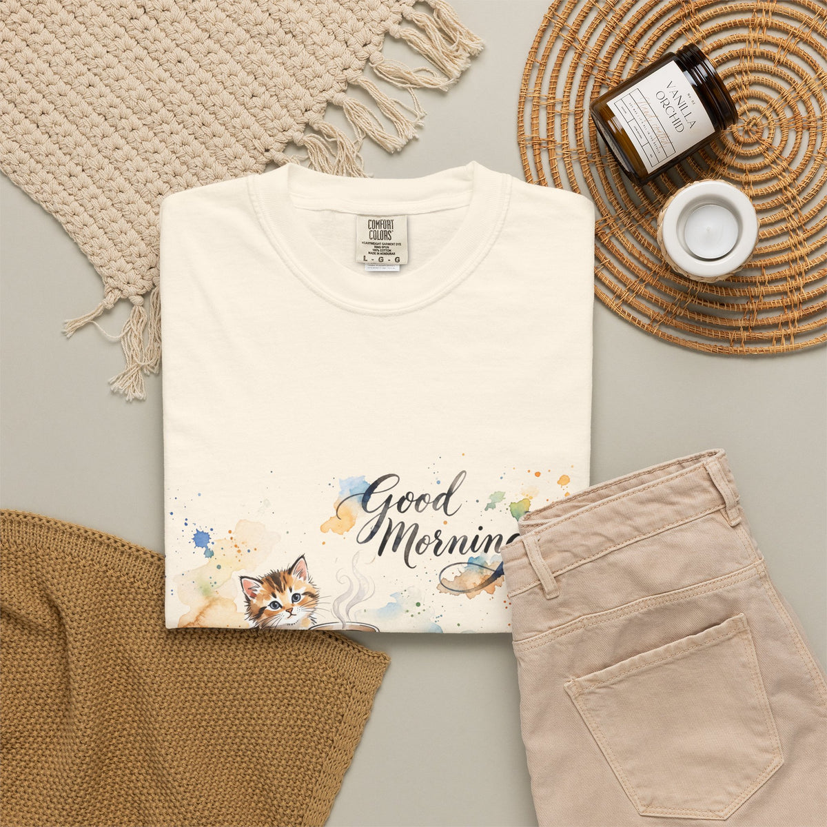 Good Morning Cat T-Shirt | Ultra-Soft Cotton Graphic Tee
