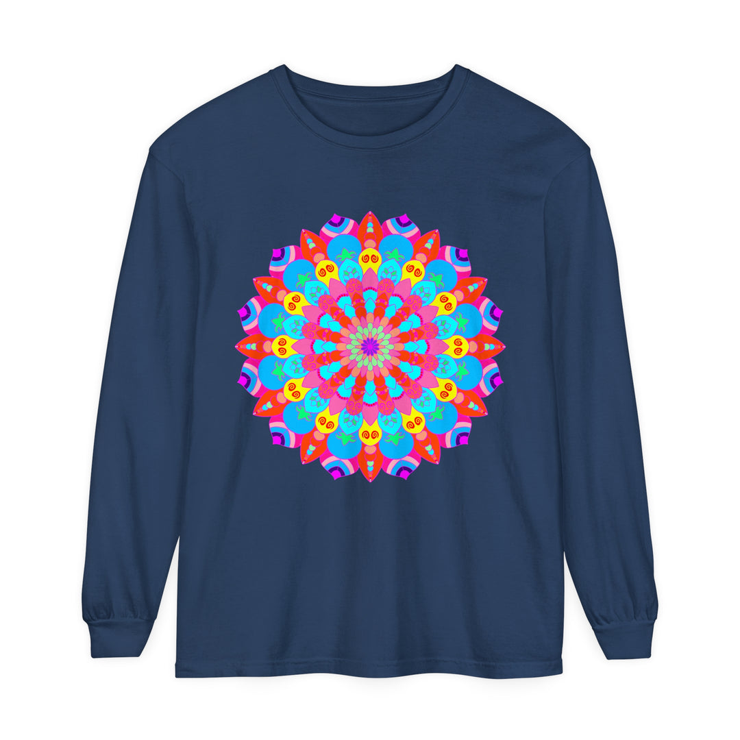 Vibrant and intricate mandala design long sleeve t-shirt for all genders