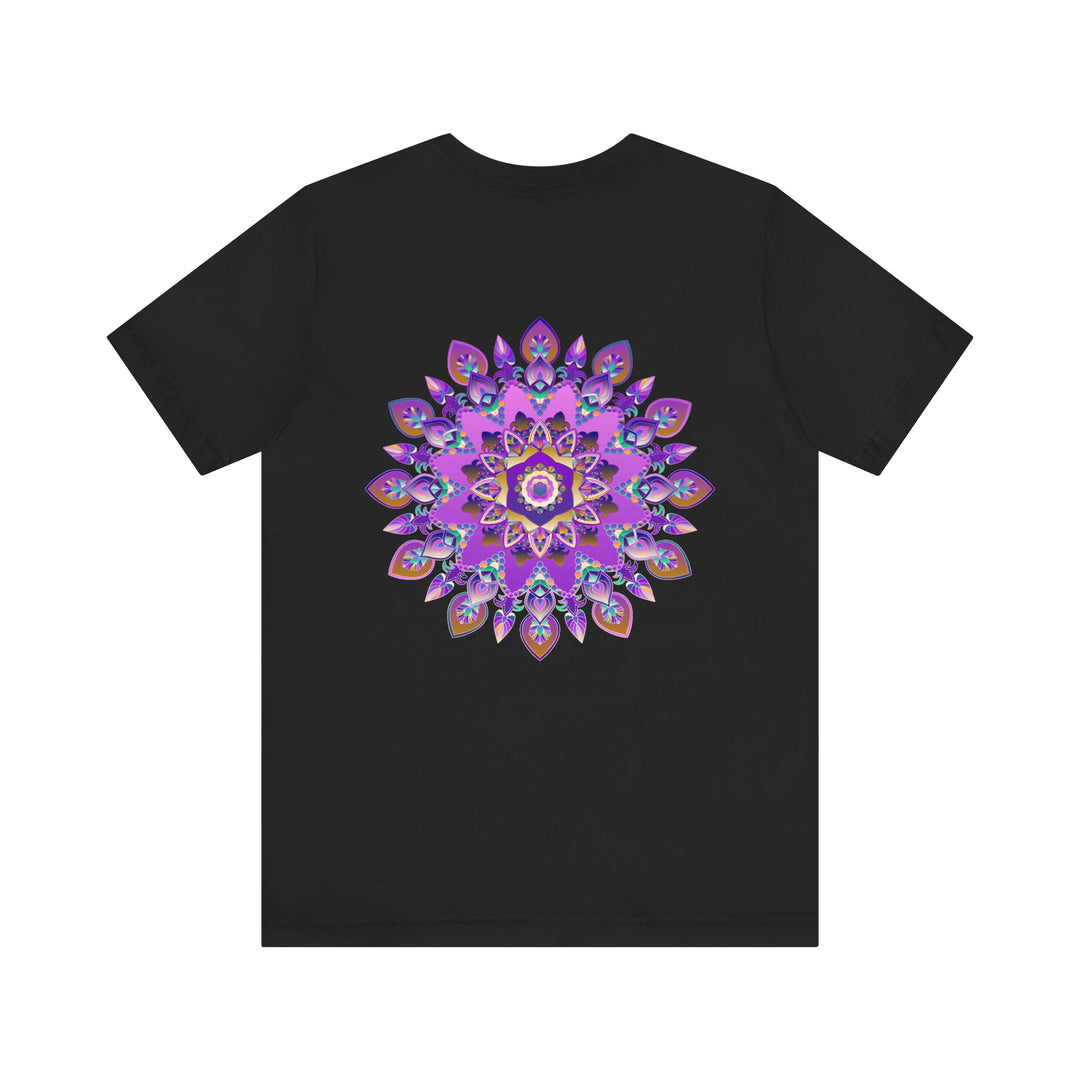 Vibrant purple mandala t-shirt featuring spiritual peace and harmony design