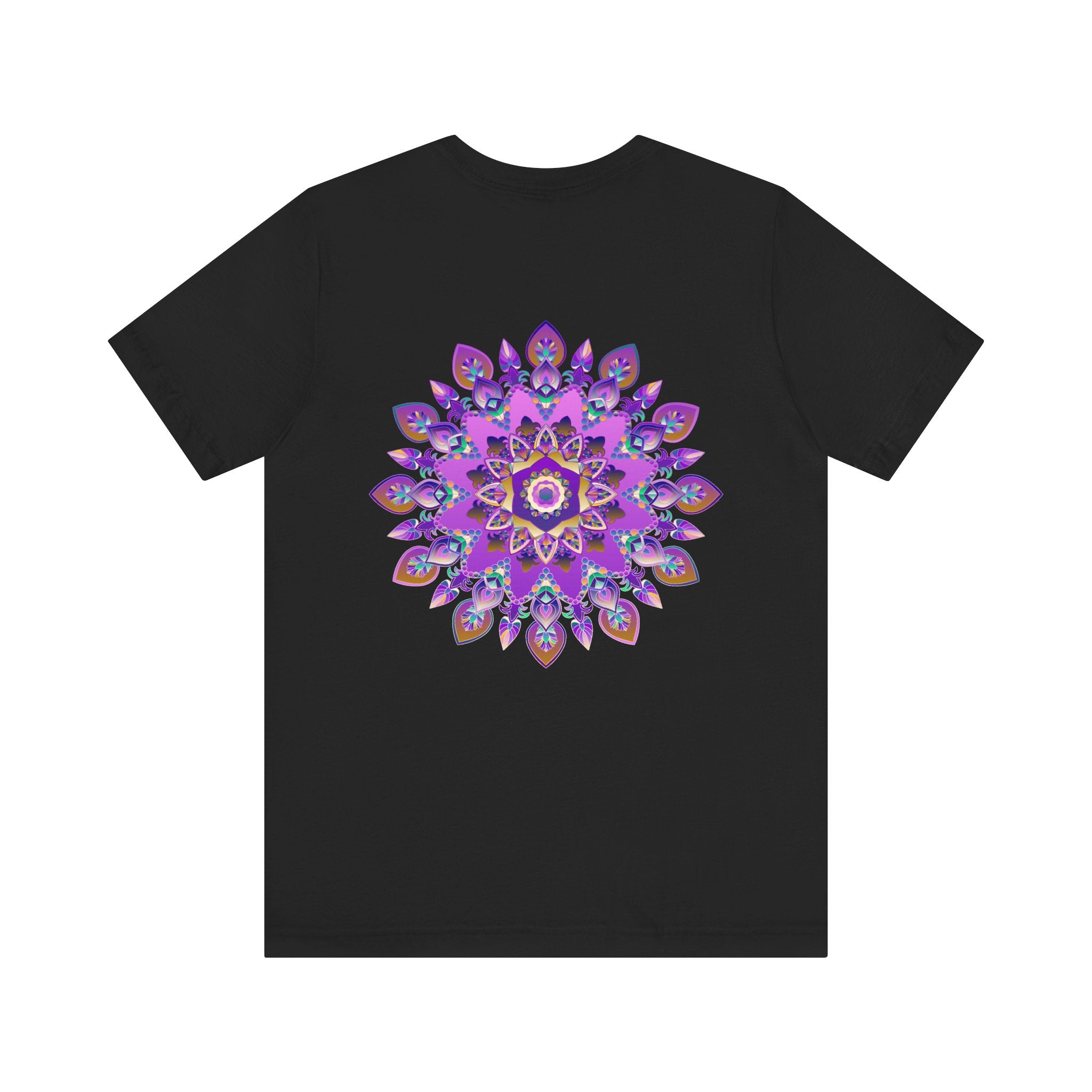 Vibrant purple mandala t-shirt featuring spiritual peace and harmony design