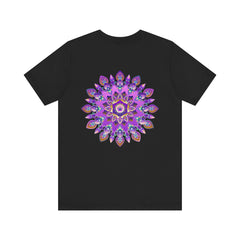 Vibrant purple mandala t-shirt featuring spiritual peace and harmony design