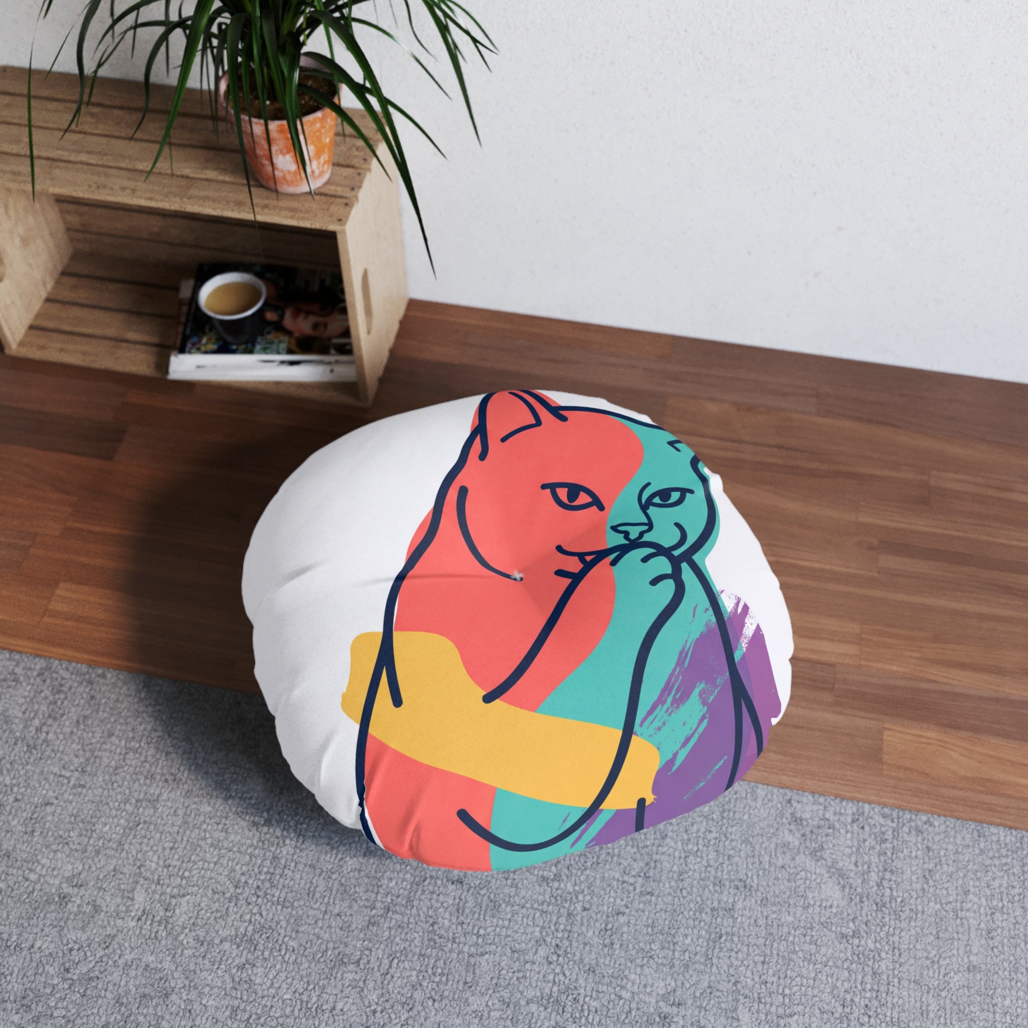 Sarcastic Cat Double-Exposure Floor Pillow