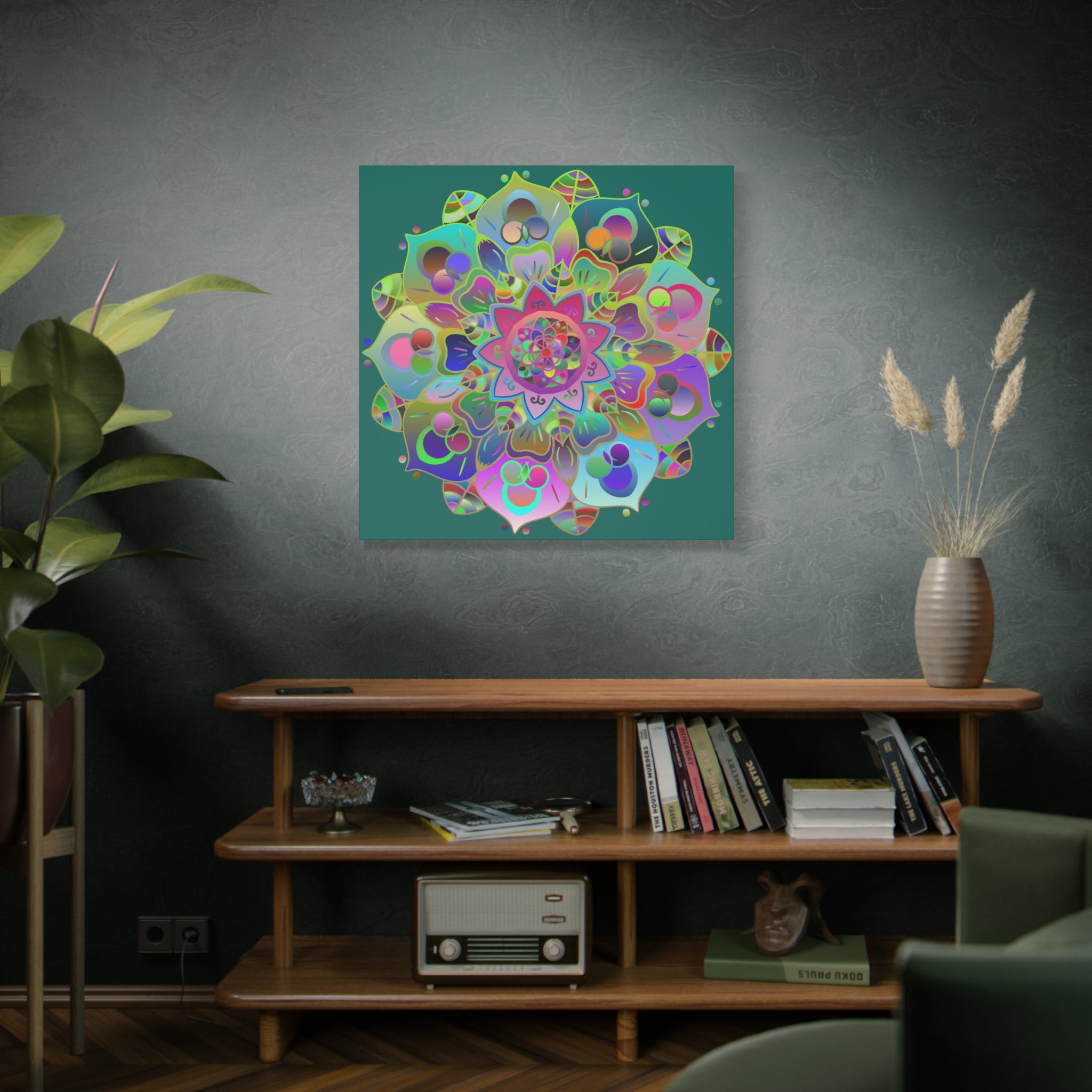Vibrant Mandala Matte Canvas Wall Art — Colorful Boho Stretched Canvas