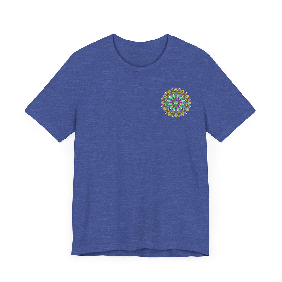 Colorful and vibrant mandala design tee promoting spiritual peace and harmony