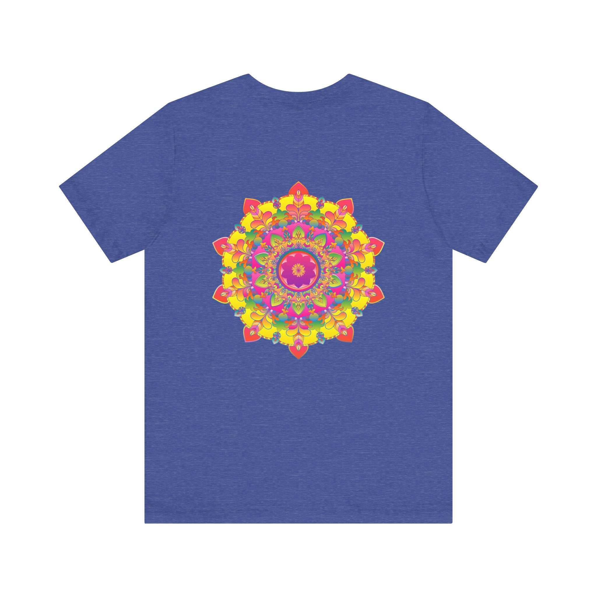 Colorful and intricate mandala design tee promoting spiritual peace and harmony