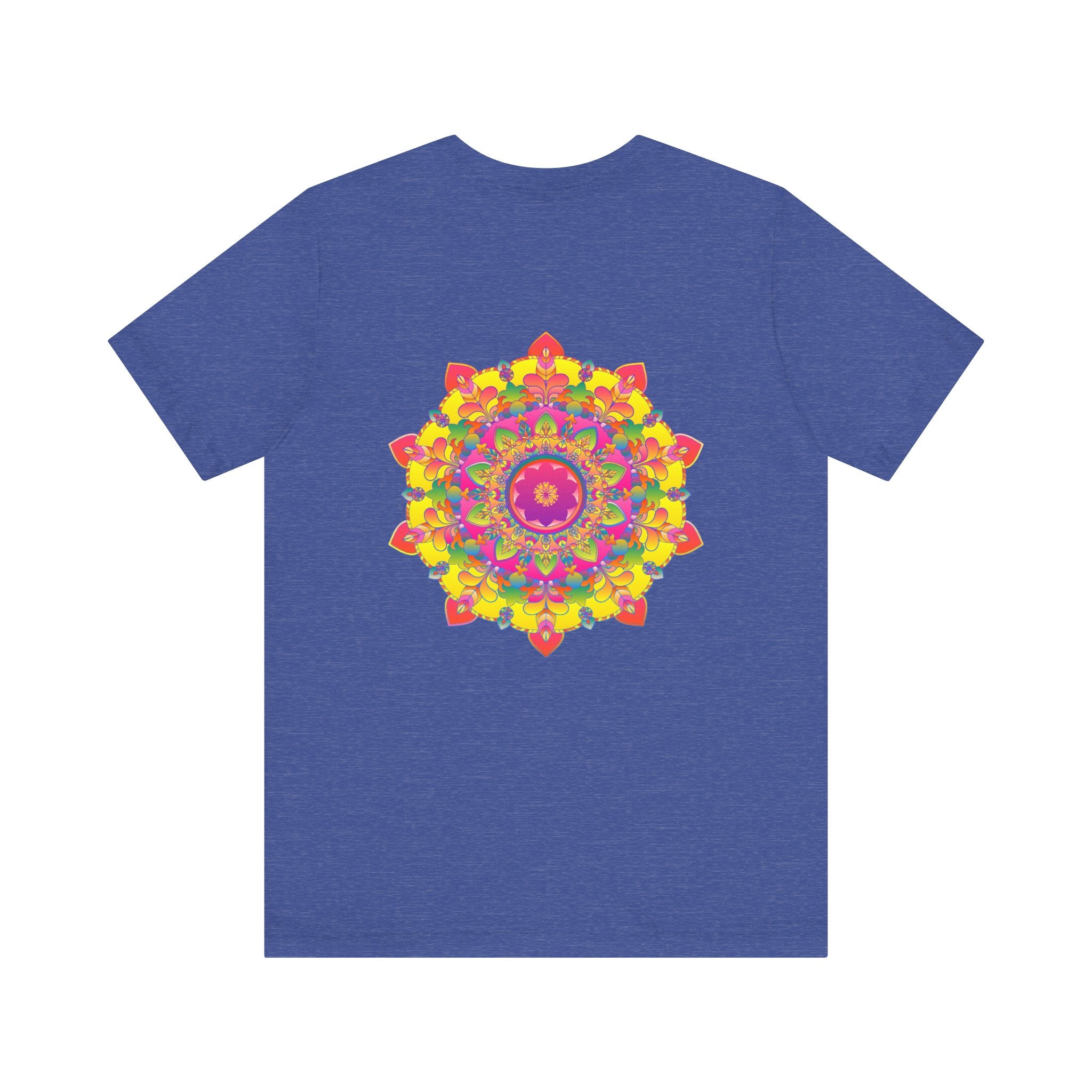 Colorful and intricate mandala design tee promoting spiritual peace and harmony