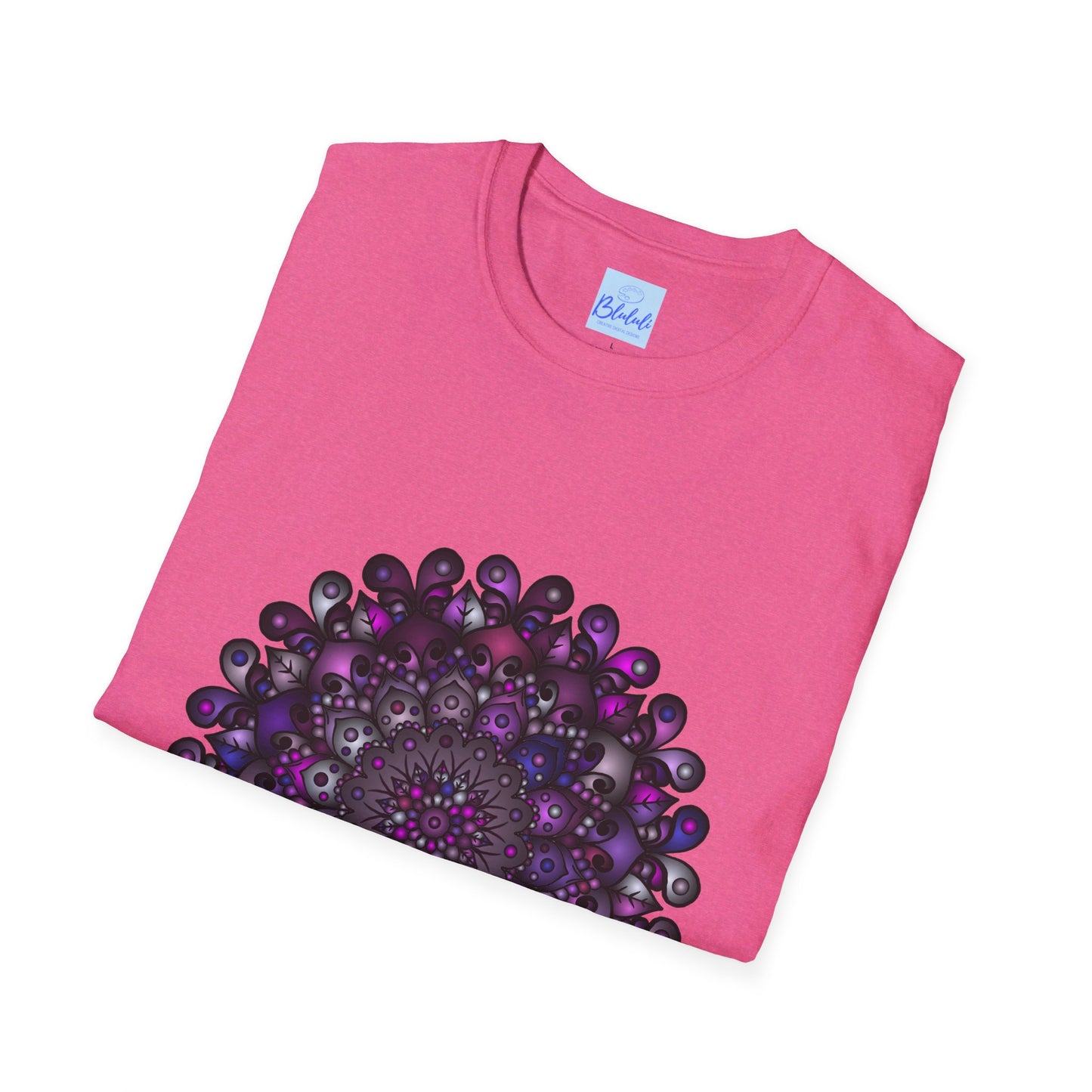 A softstyle t-shirt featuring a handmade mandala art design