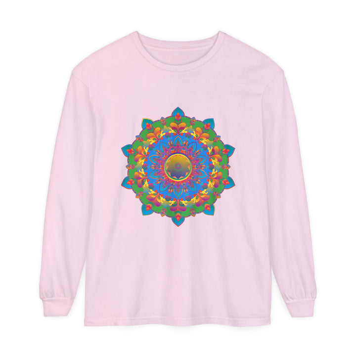 Colorful mandala long sleeve t-shirt in a unique and eye-catching style