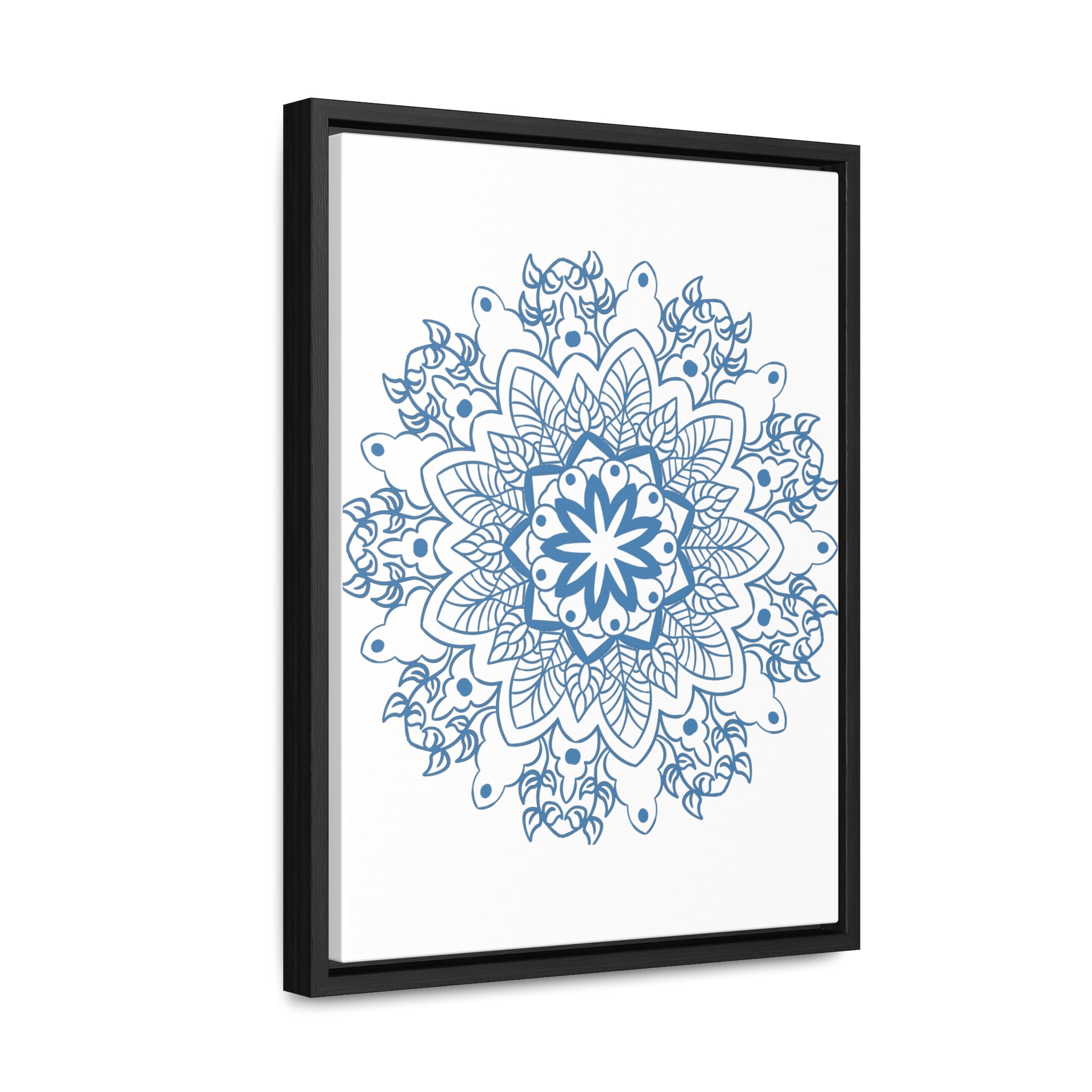 Mandala Handmade Art - Steel Blue Vertical Frame Gallery Canvas Wraps