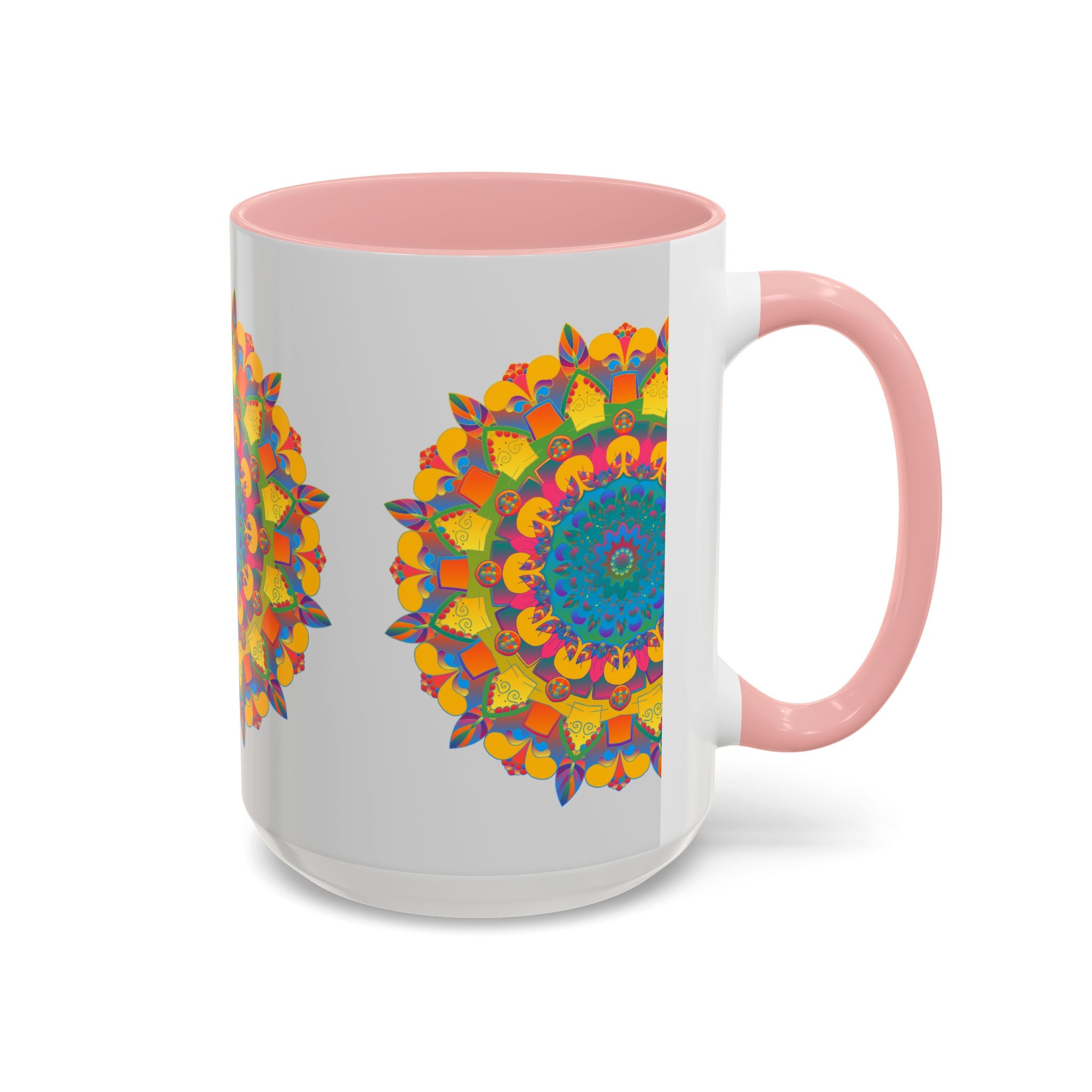 Beautiful handcrafted Mandala Art Mug with vibrant and intricate floral design