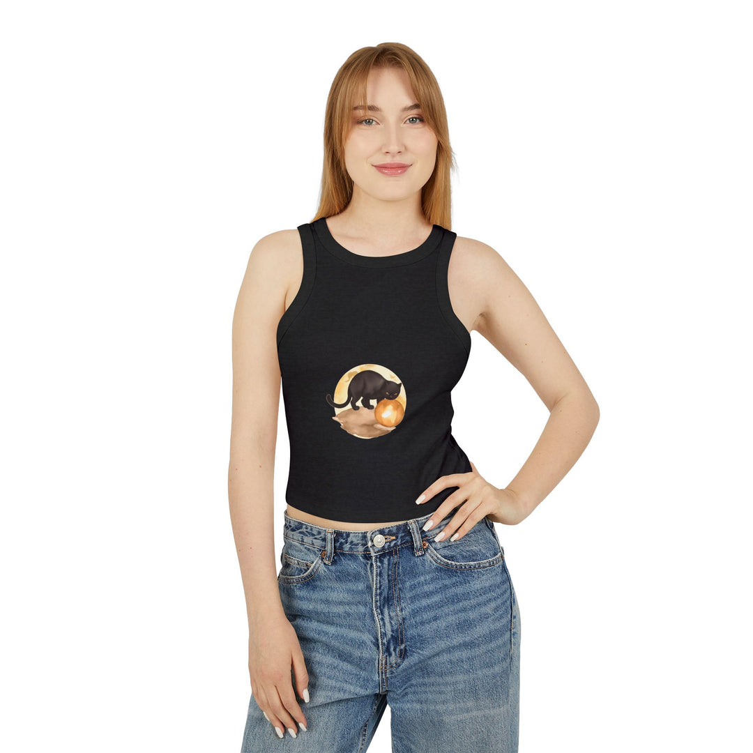  Black Cat Moon Racerback Tank Top with a relaxed fit for easy and effortless wear