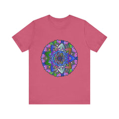 Vibrant and intricate mandala design t-shirt in a variety of bold, eye-catching colors