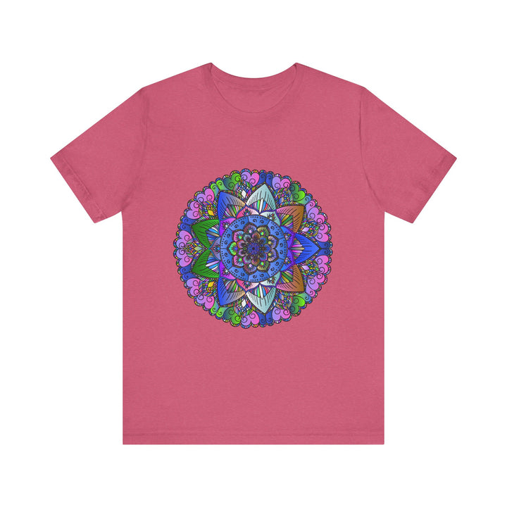 Vibrant and intricate mandala design t-shirt in a variety of bold, eye-catching colors