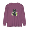 Black Cat Watercolor Long Sleeve T-Shirt featuring a beautiful watercolor-style black cat design