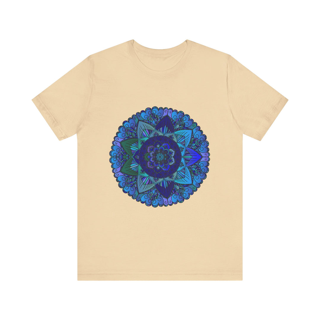 Dark-blue-and-green-mandala-t-shirt-spiritual-art-on-black-background