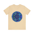 Dark-blue-and-green-mandala-t-shirt-spiritual-art-on-black-background