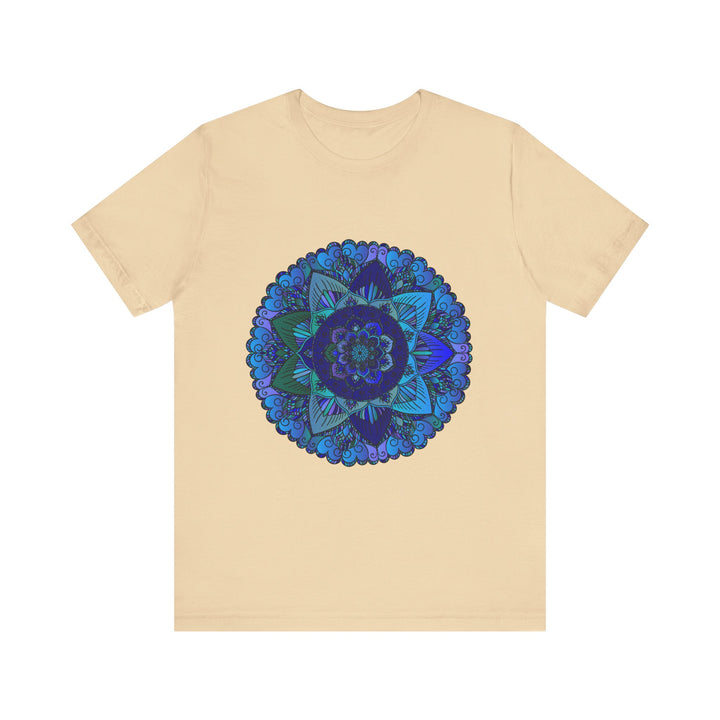 Dark-blue-and-green-mandala-t-shirt-spiritual-art-on-black-background