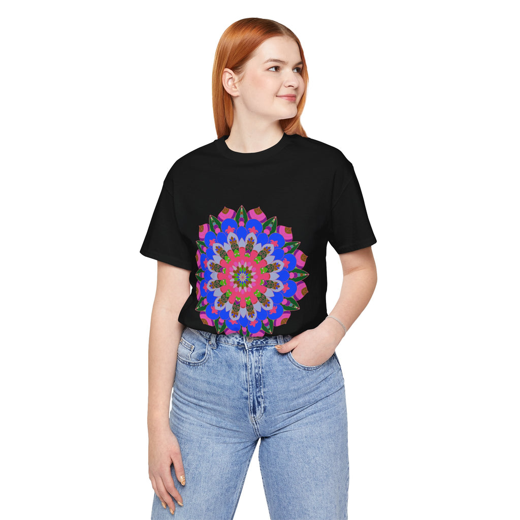 Colorful mandala geometric t-shirt with intricate patterns and vibrant colors for a stylish and unique look