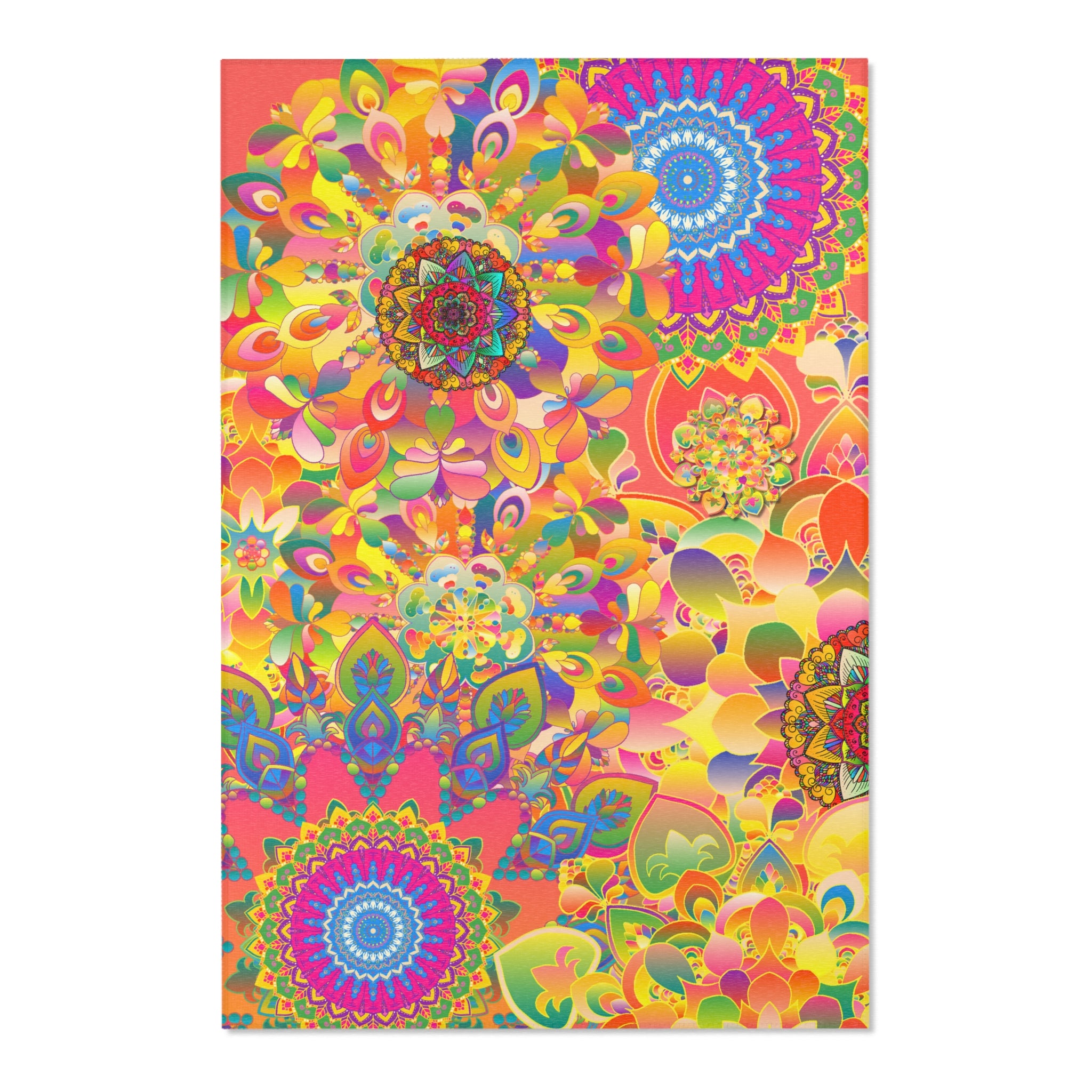Psychedelic Floral Mandala Area Rug