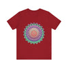 Vibrant Mandala Tee featuring colorful and psychedelic design, perfect for free spirits and lovers of bold, eye-catching fashion