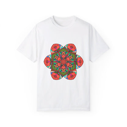 Unisex Mandala T-Shirt featuring Hand-Drawn Mandala Art, made of 100% Ring-Spun Cotton and Garment-Dyed for Extra Comfort