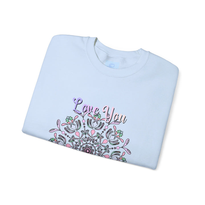 Cozy and stylish unisex crewneck sweatshirt with the words Love You Mom perfect for gifting on Mom's birthday