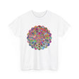 Mandala Art on Tshirt Yoga Mindfulness - Unisex Heavy Cotton Tee featuring intricately designed mandala art, perfect for yoga and mindfulness practice