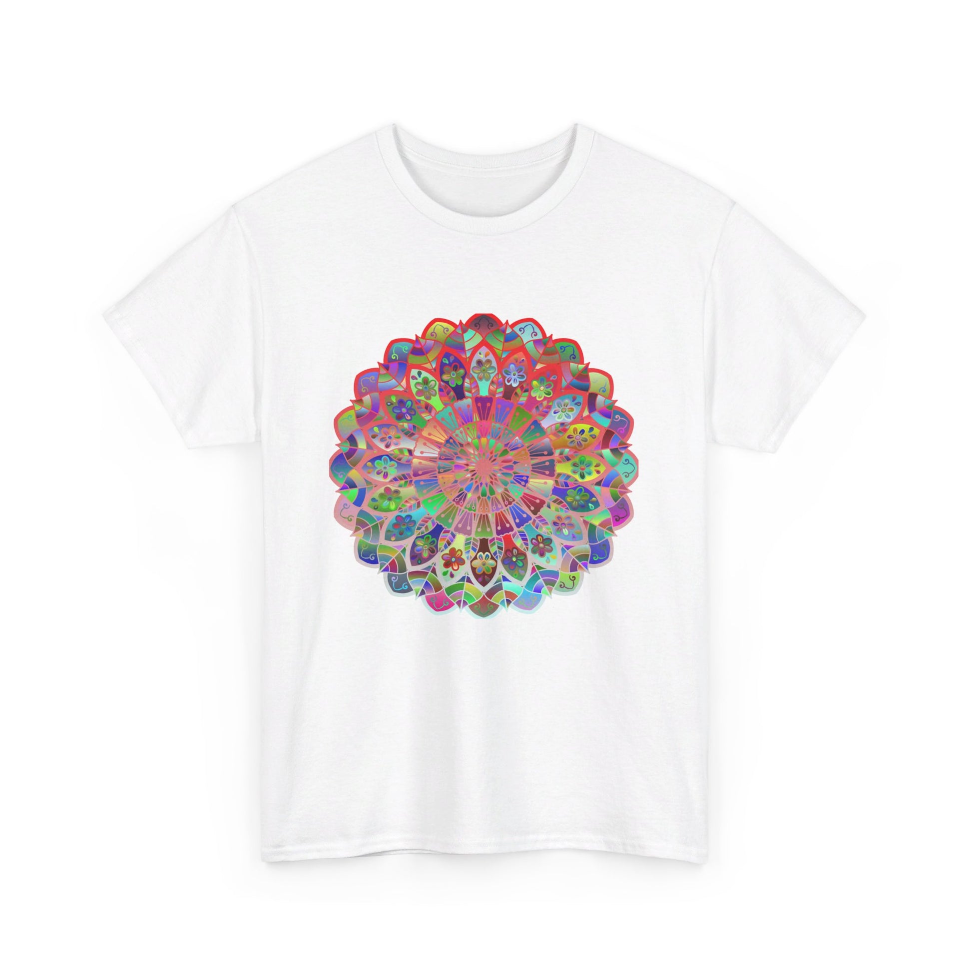 Mandala Art on Tshirt Yoga Mindfulness - Unisex Heavy Cotton Tee featuring intricately designed mandala art, perfect for yoga and mindfulness practice