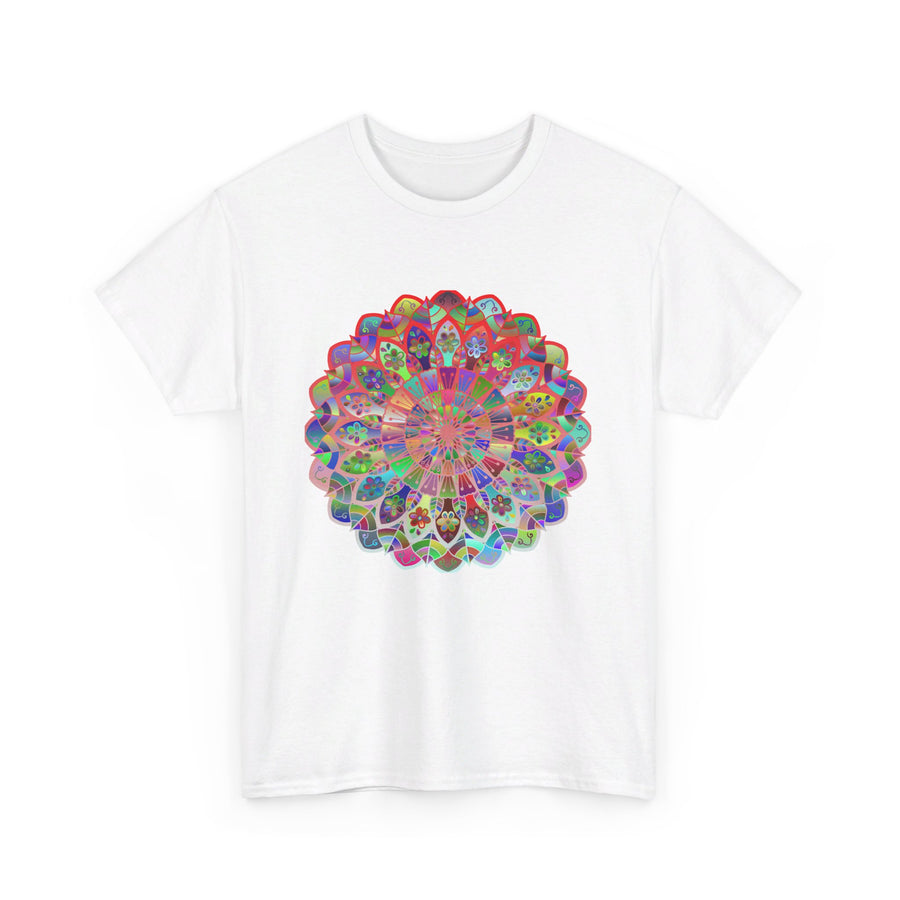 Mandala Art on Tshirt Yoga Mindfulness - Unisex Heavy Cotton Tee featuring intricately designed mandala art, perfect for yoga and mindfulness practice