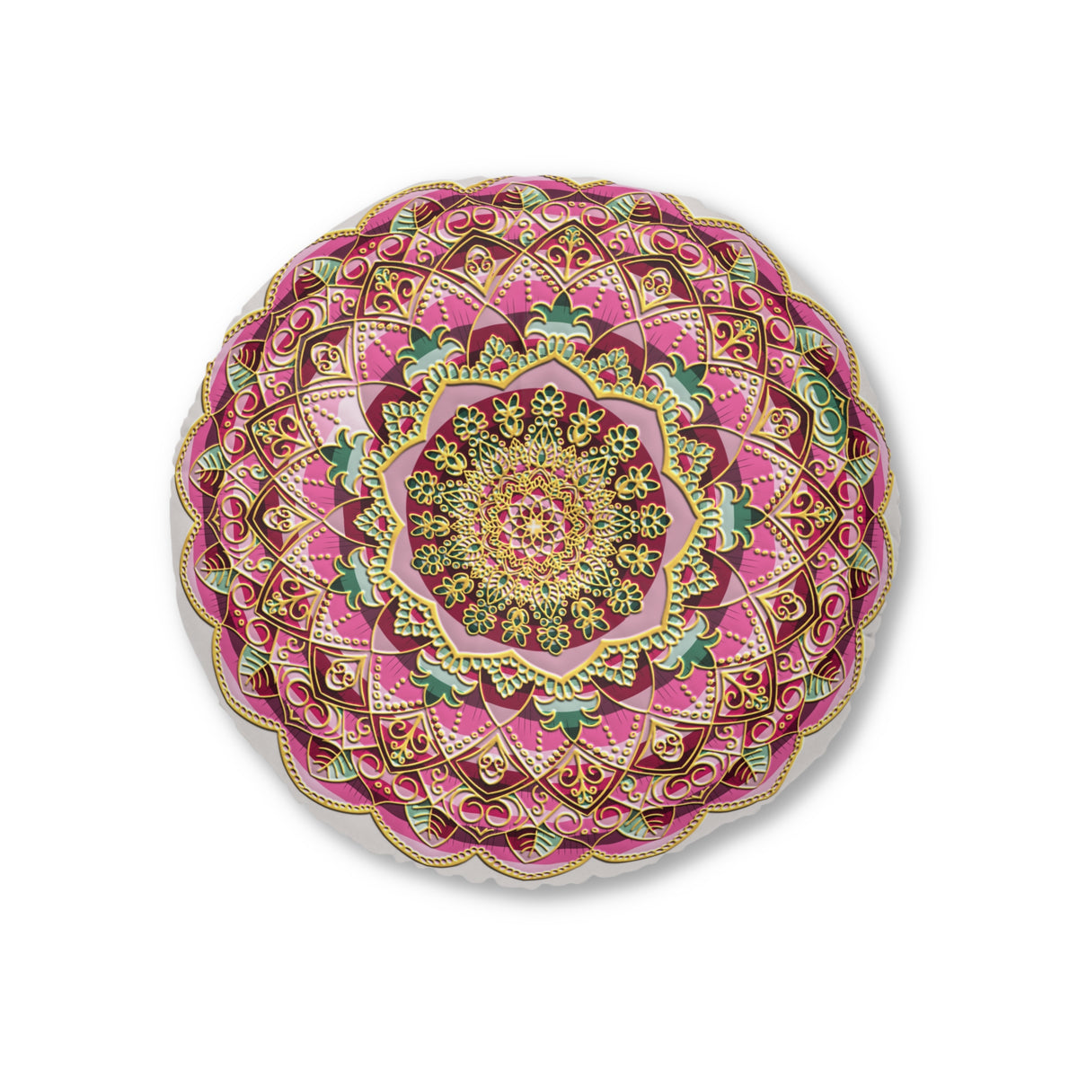 Round Mandala Floor Pillow – Pink Bohemian Meditation Cushion