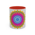 Colorful geometric design Mandala Art Mug, perfect for morning coffee