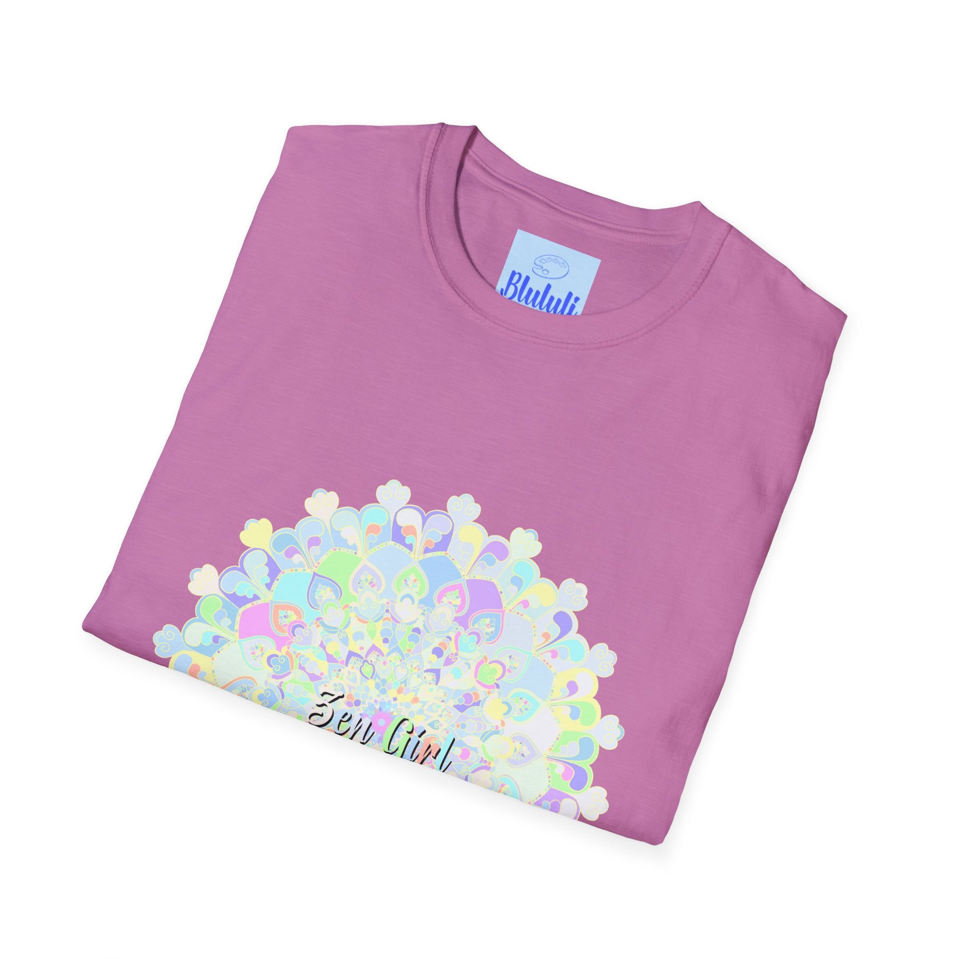 Colorful mandala t-shirt with a unique and intricate design inspired by traditional art and vibrant colors