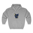 Hand-painted watercolor hoodie with a mystical blue cat