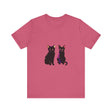 Black Cat Mystery T-Shirt - Elegant and Colorful women's graphic tee featuring a mysterious black cat design in vibrant colors