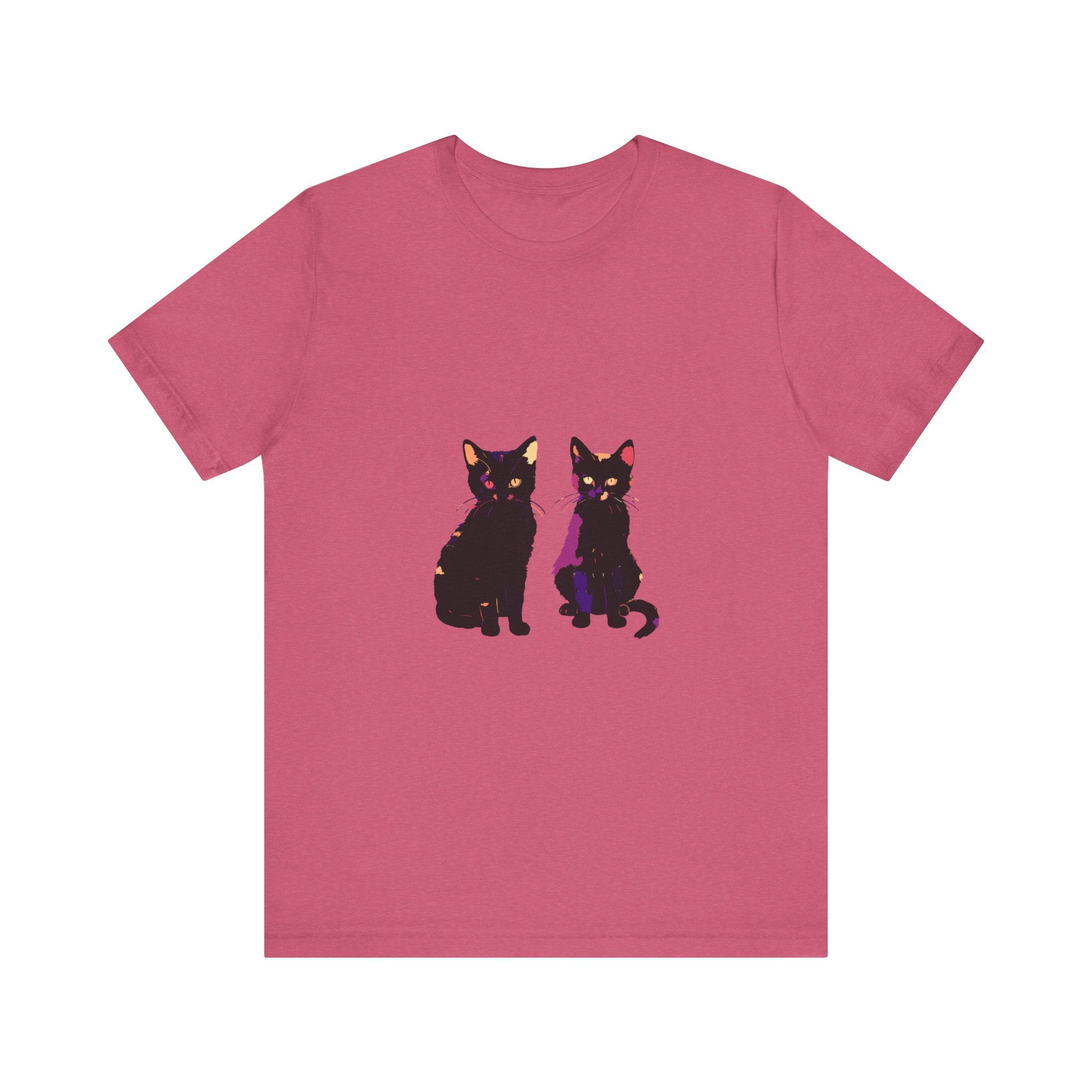 Black Cat Mystery T-Shirt - Elegant and Colorful women's graphic tee featuring a mysterious black cat design in vibrant colors