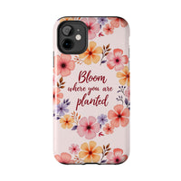 Light pink phone case with flower garland bloom design, perfect for expressing your personality and style, available now