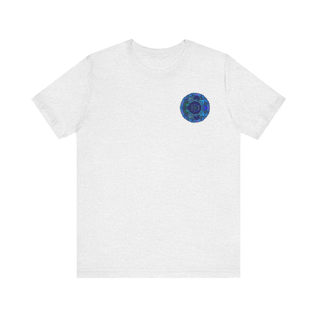 Blue Mandala T-Shirt featuring intricate spiritual design for peace and harmony