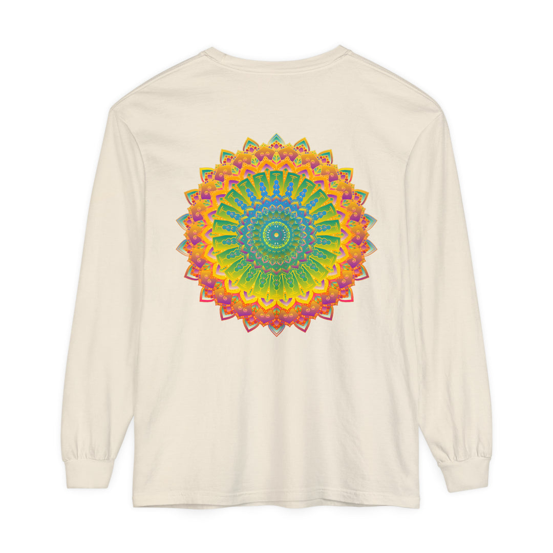 Intricate Mandala Unisex Long Sleeve T-Shirt featuring detailed mandala design in vibrant colors