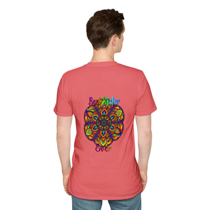 Colorful mandala art gift for sister unisex softstyle t-shirt with hand-drawn design