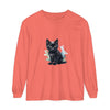 Black Kitten Watercolor Long Sleeve T-Shirt with cute cat design