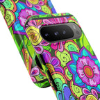 Floral Fantasy iPhone and Google Pixel Case in Bright Green Palette