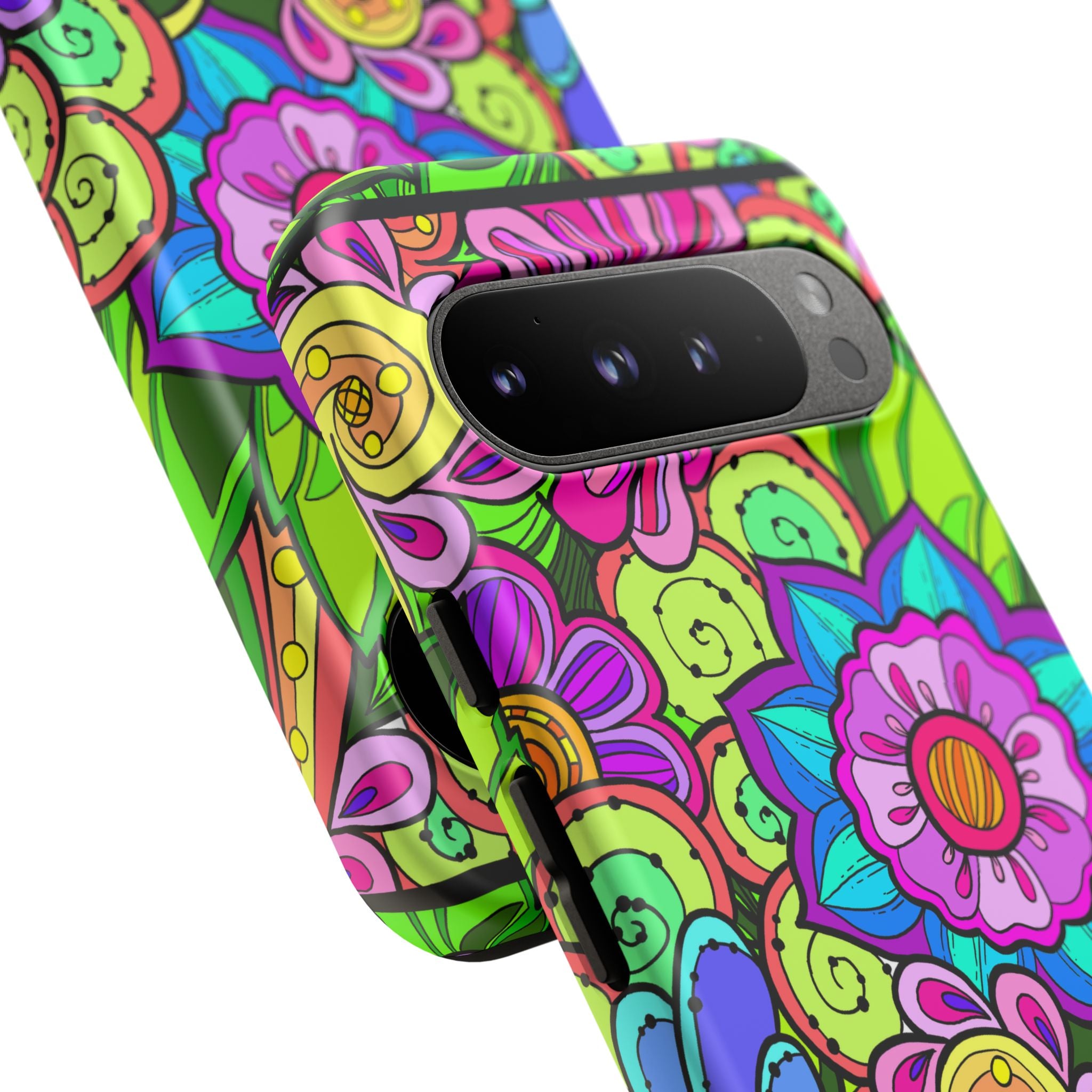 Floral Fantasy iPhone and Google Pixel Case in Bright Green Palette
