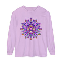 Beautiful purple and gold mandala design long sleeve t-shirt for women