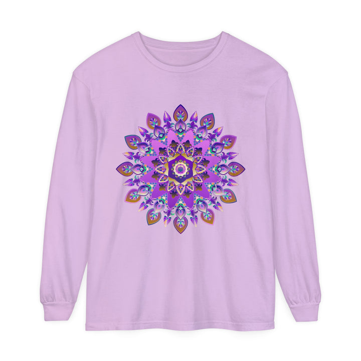 Beautiful purple and gold mandala design long sleeve t-shirt for women