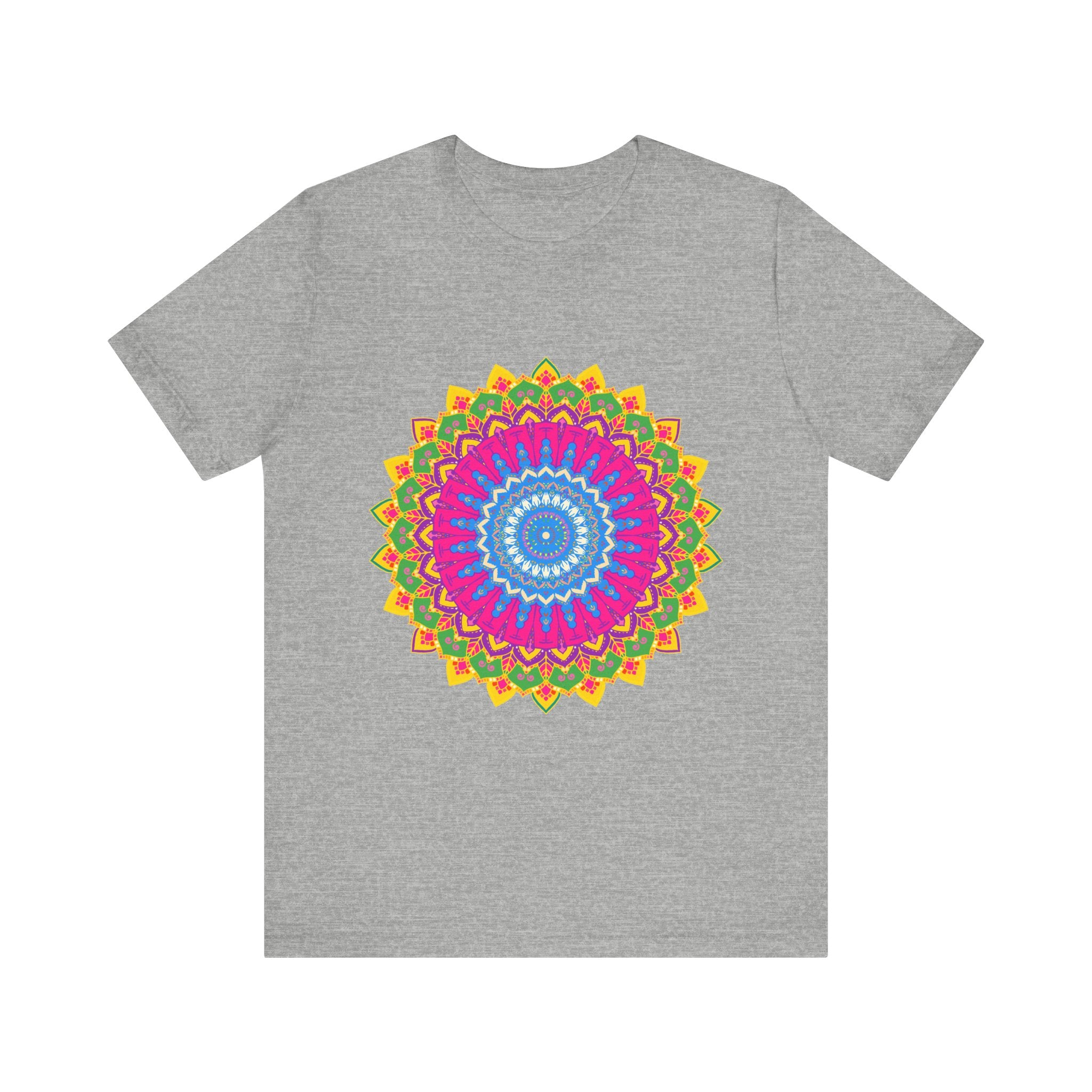 Vibrant Mandala Tee featuring a colorful and intricate design, perfect for adding a pop of color to your wardrobe