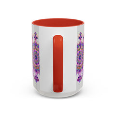 Beautiful purple and pink floral mandala design ceramic mug for sale