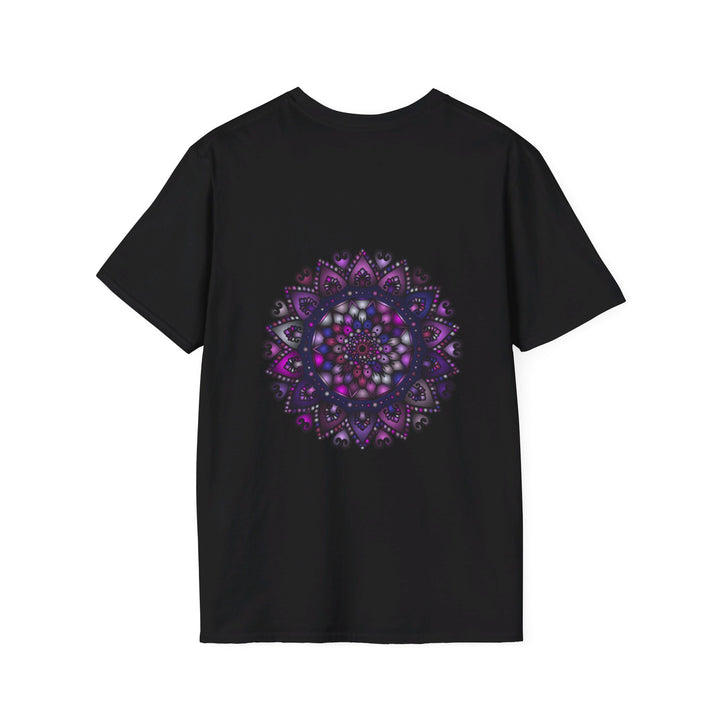 Softstyle unisex t-shirt featuring a hand-drawn purple mandala art design