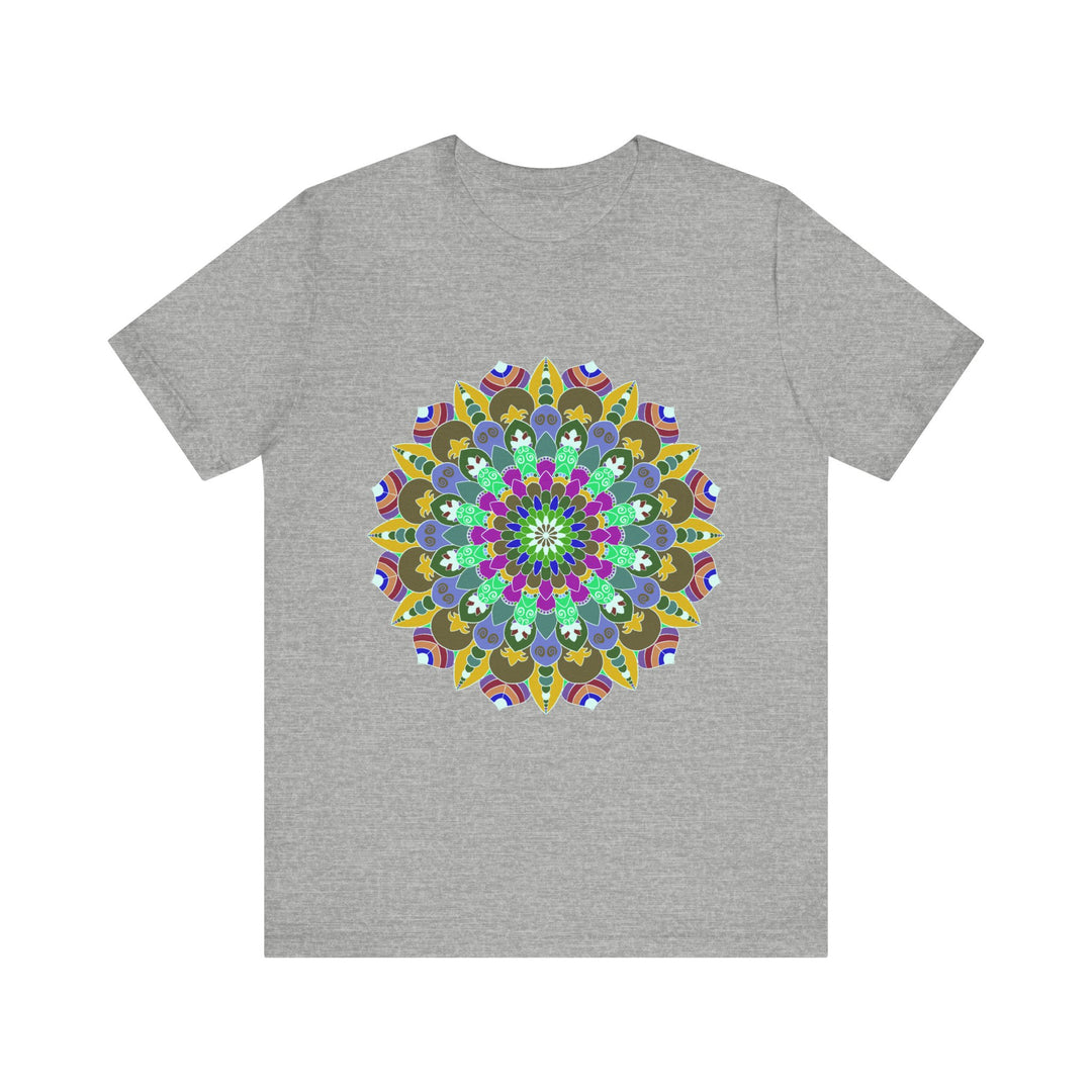 Colorful mandala peace T-shirt featuring vibrant spiritual art design