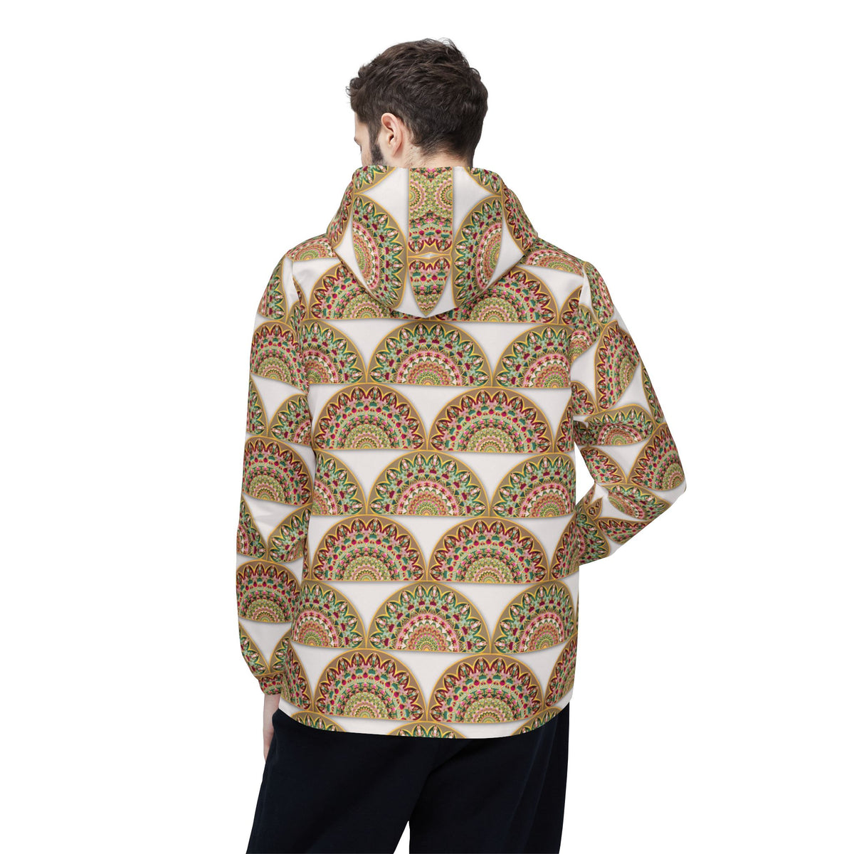 Art Deco Fan Pattern Windbreaker Jacket