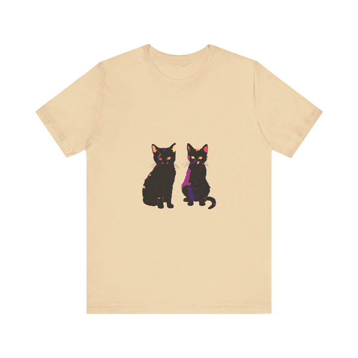 Black Cat Mystery T-Shirt featuring an elegant and colorful design, perfect for cat lovers and fashion enthusiasts alike